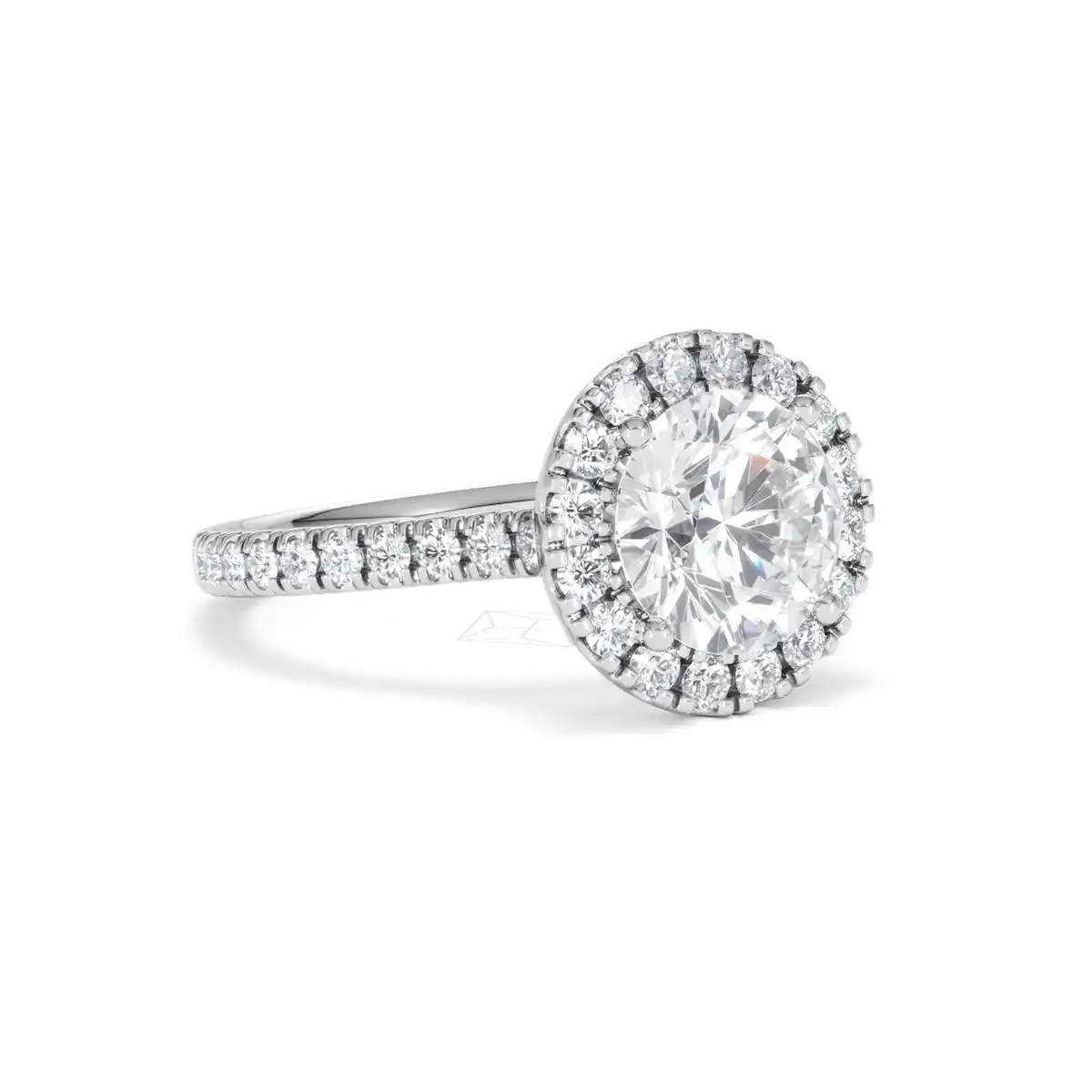 2.80ct Reina Lab Diamond Halo Engagement Ring in 18K White Gold F/VS1