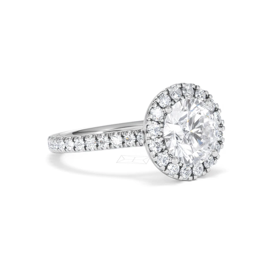 2.80ct Reina Lab Diamond Halo Engagement Ring in Platinum F/VS1