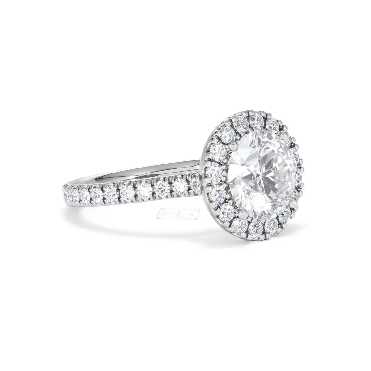 2.80ct Reina Lab Diamond Halo Engagement Ring in 18K White Gold F/VS1