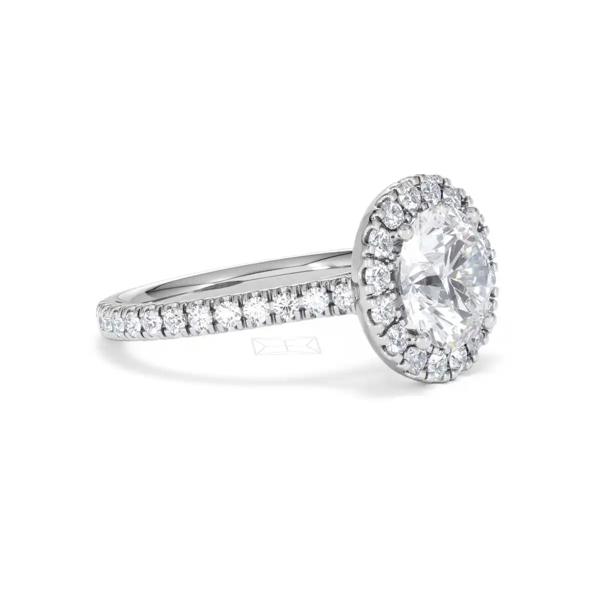 2.80ct Reina Lab Diamond Halo Engagement Ring in 18K White Gold F/VS1