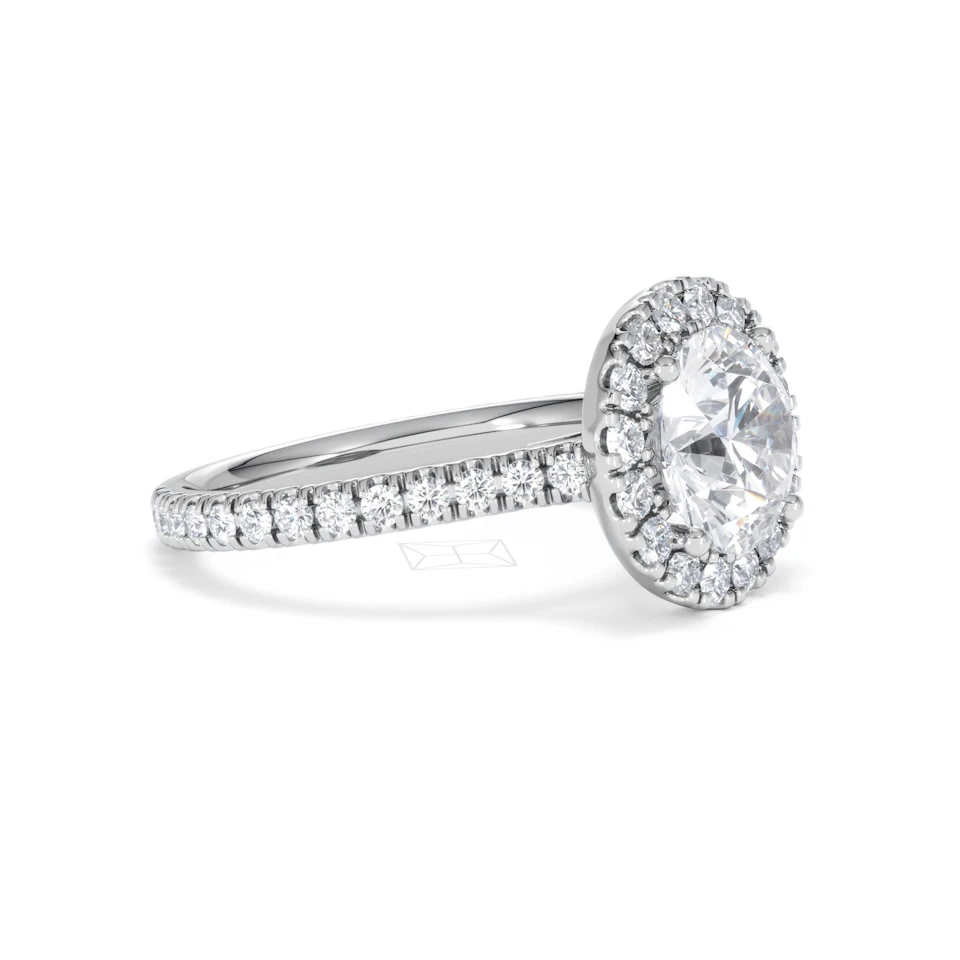 2.80ct Reina Lab Diamond Halo Engagement Ring in Platinum F/VS1