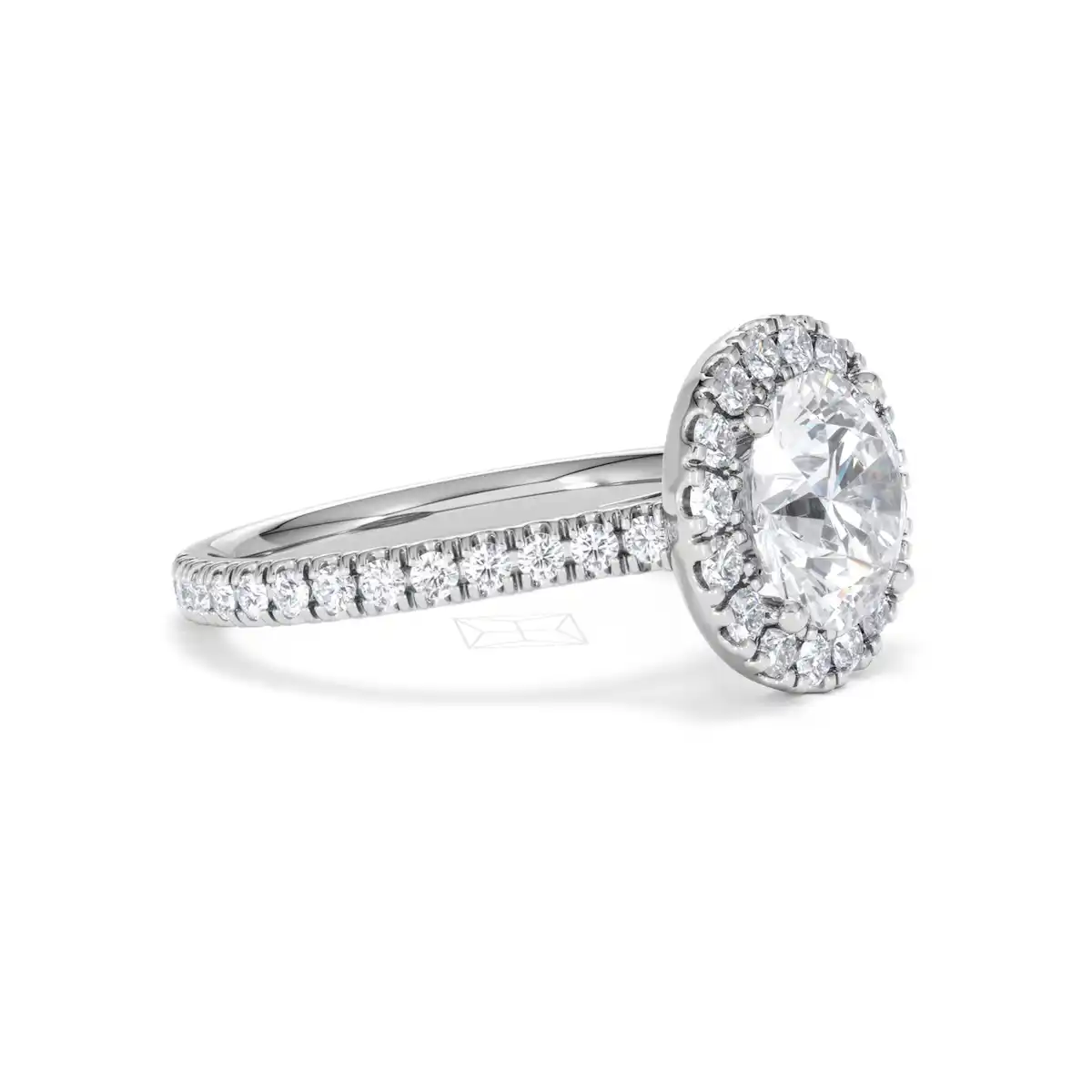 2.80ct Reina Lab Diamond Halo Engagement Ring in 18K White Gold F/VS1