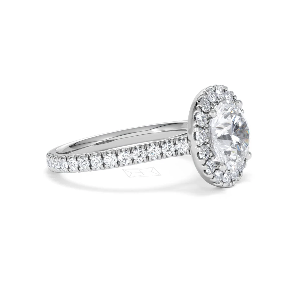 2.80ct Reina Lab Diamond Halo Engagement Ring in Platinum F/VS1