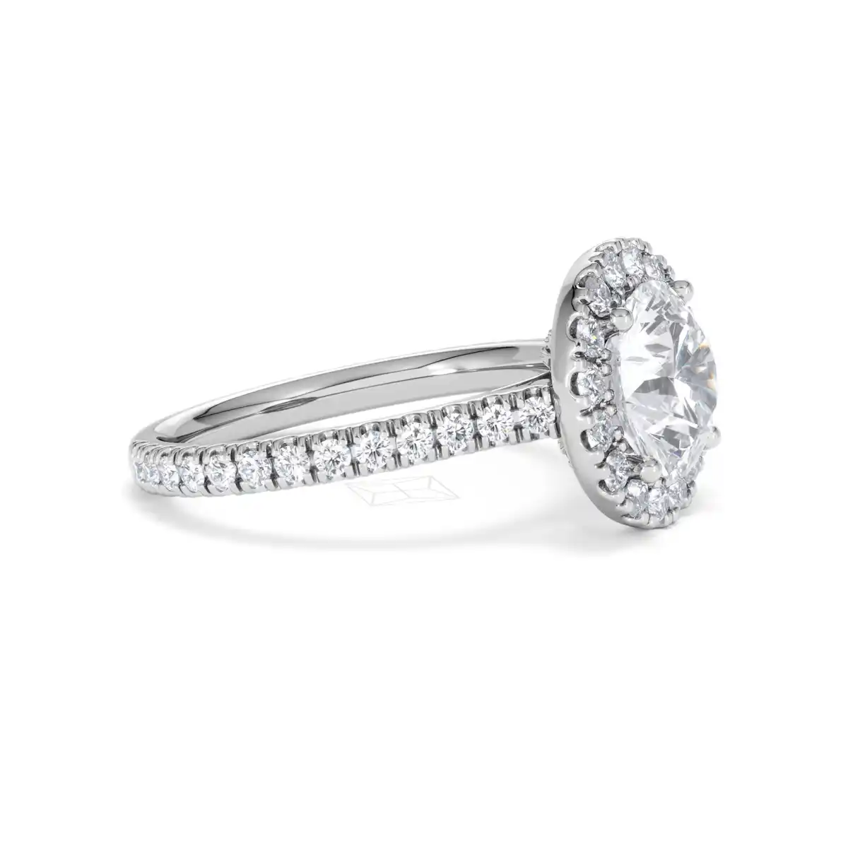 2.80ct Reina Lab Diamond Halo Engagement Ring in 18K White Gold F/VS1