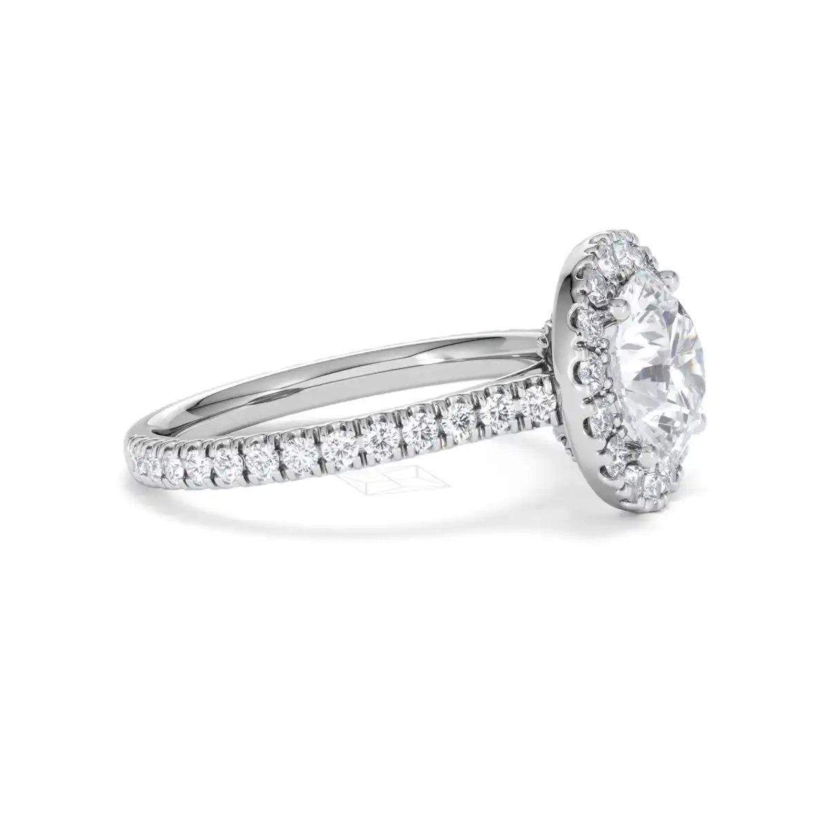 2.80ct Reina Lab Diamond Halo Engagement Ring in 18K White Gold F/VS1