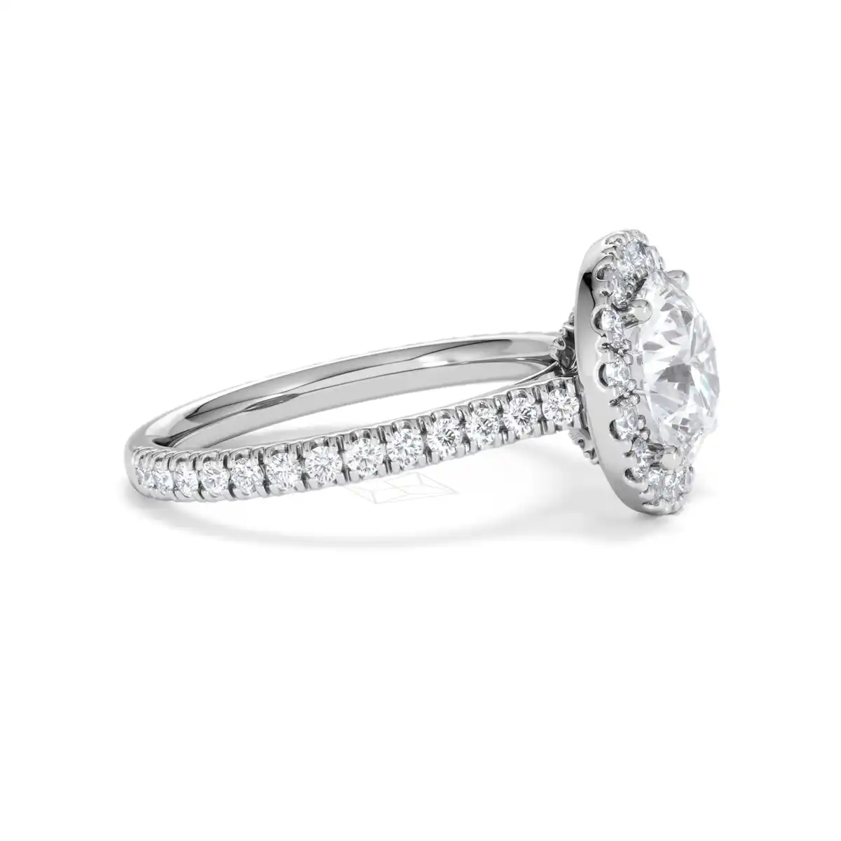 2.80ct Reina Lab Diamond Halo Engagement Ring in 18K White Gold F/VS1