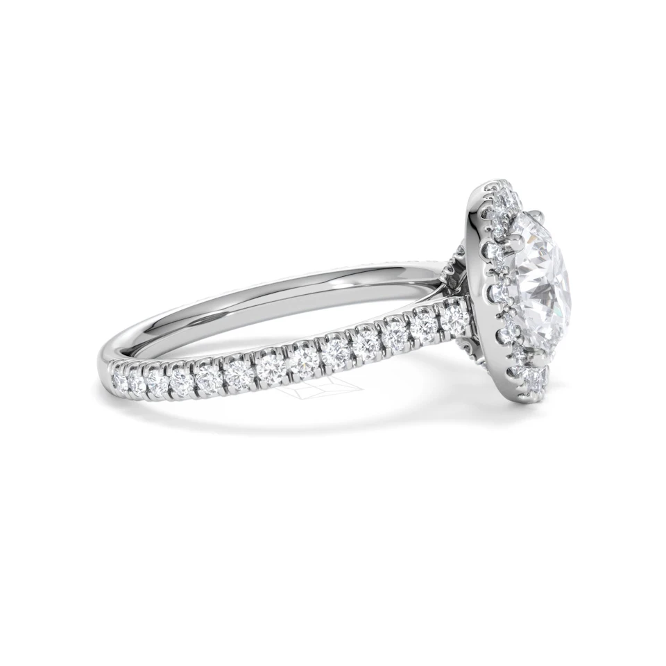 2.80ct Reina Lab Diamond Halo Engagement Ring in Platinum F/VS1