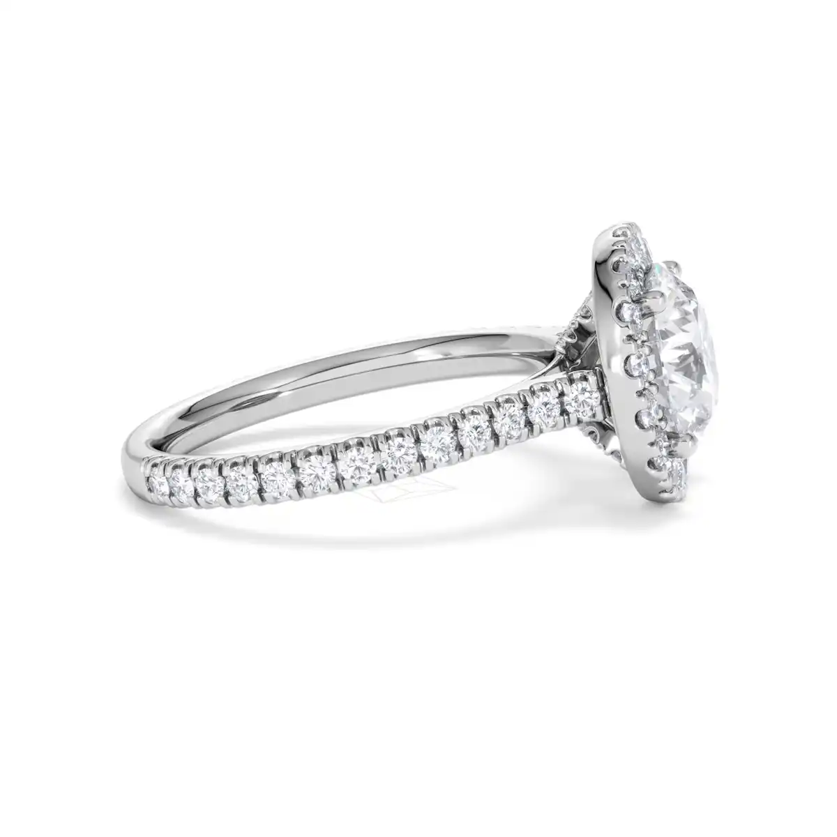 2.80ct Reina Lab Diamond Halo Engagement Ring in 18K White Gold F/VS1