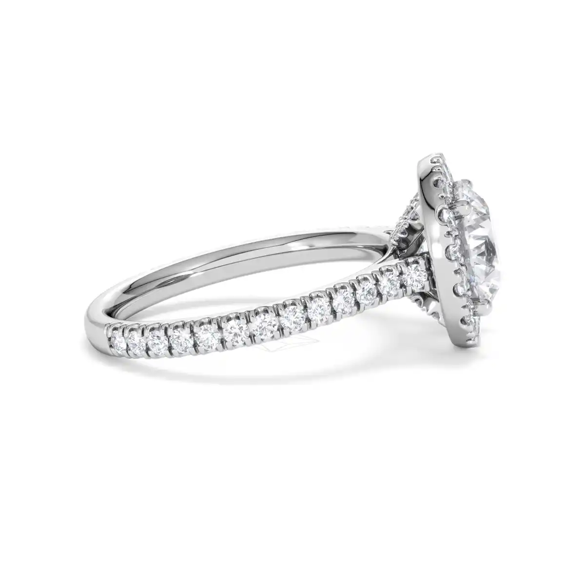 2.80ct Reina Lab Diamond Halo Engagement Ring in 18K White Gold F/VS1