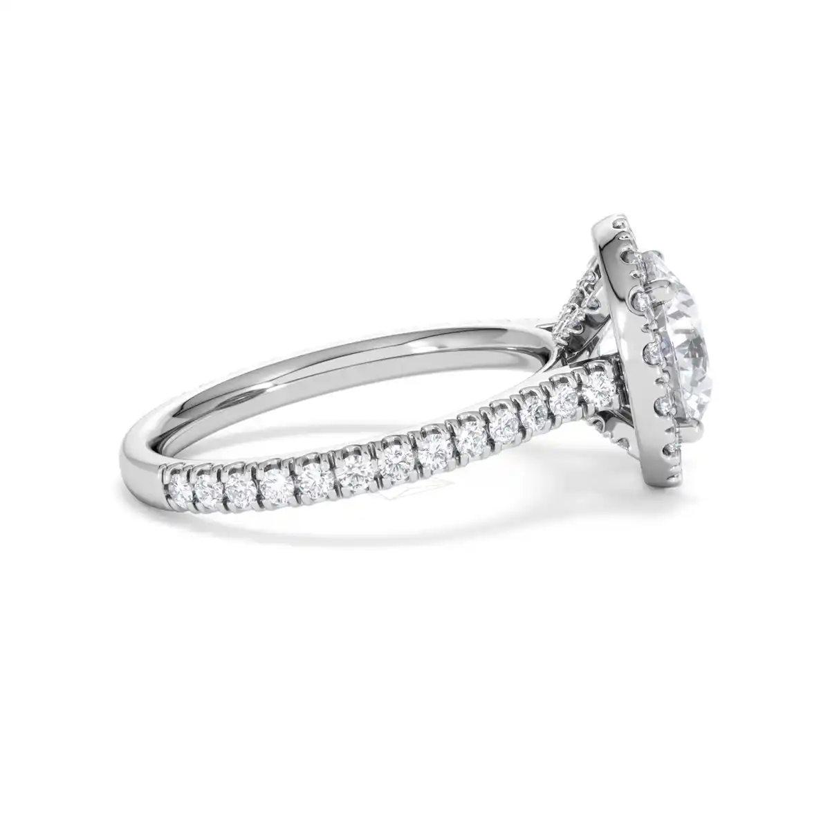 2.80ct Reina Lab Diamond Halo Engagement Ring in 18K White Gold F/VS1
