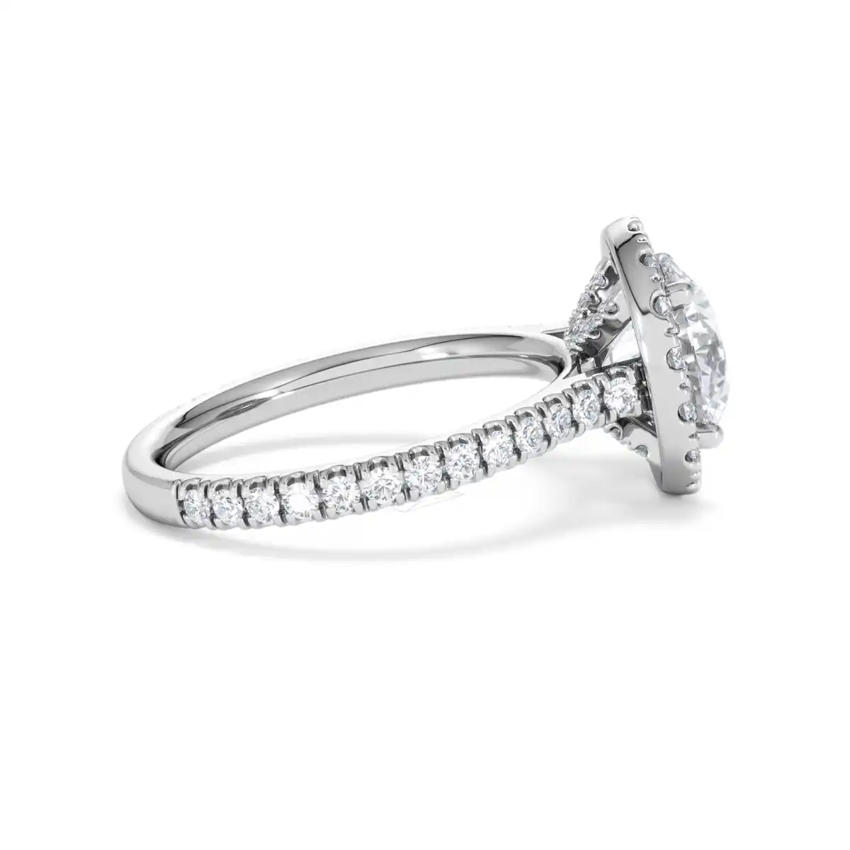 2.80ct Reina Lab Diamond Halo Engagement Ring in 18K White Gold F/VS1