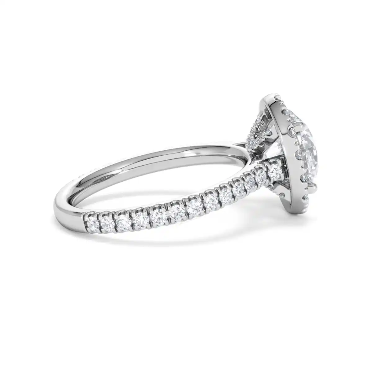 2.80ct Reina Lab Diamond Halo Engagement Ring in 18K White Gold F/VS1