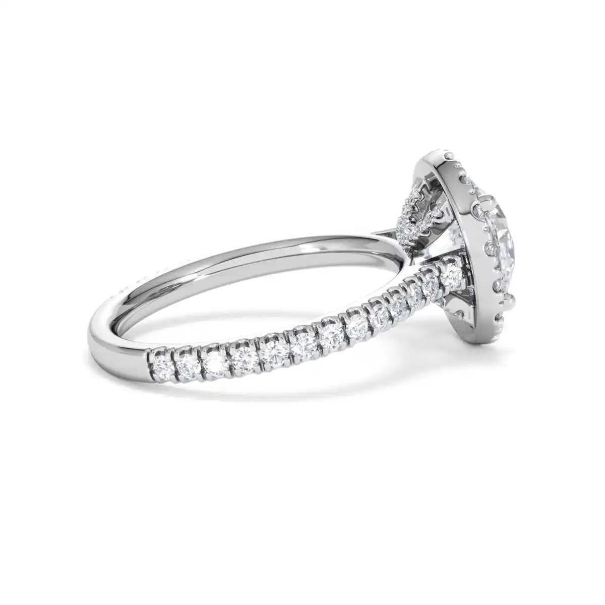 2.80ct Reina Lab Diamond Halo Engagement Ring in 18K White Gold F/VS1