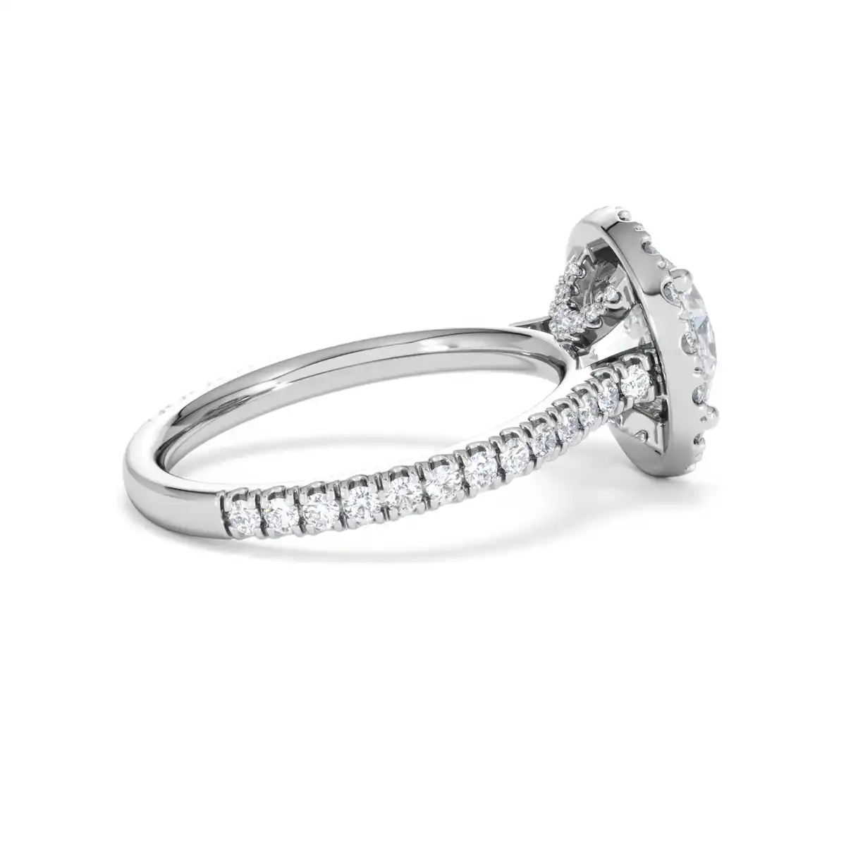 2.80ct Reina Lab Diamond Halo Engagement Ring in 18K White Gold F/VS1