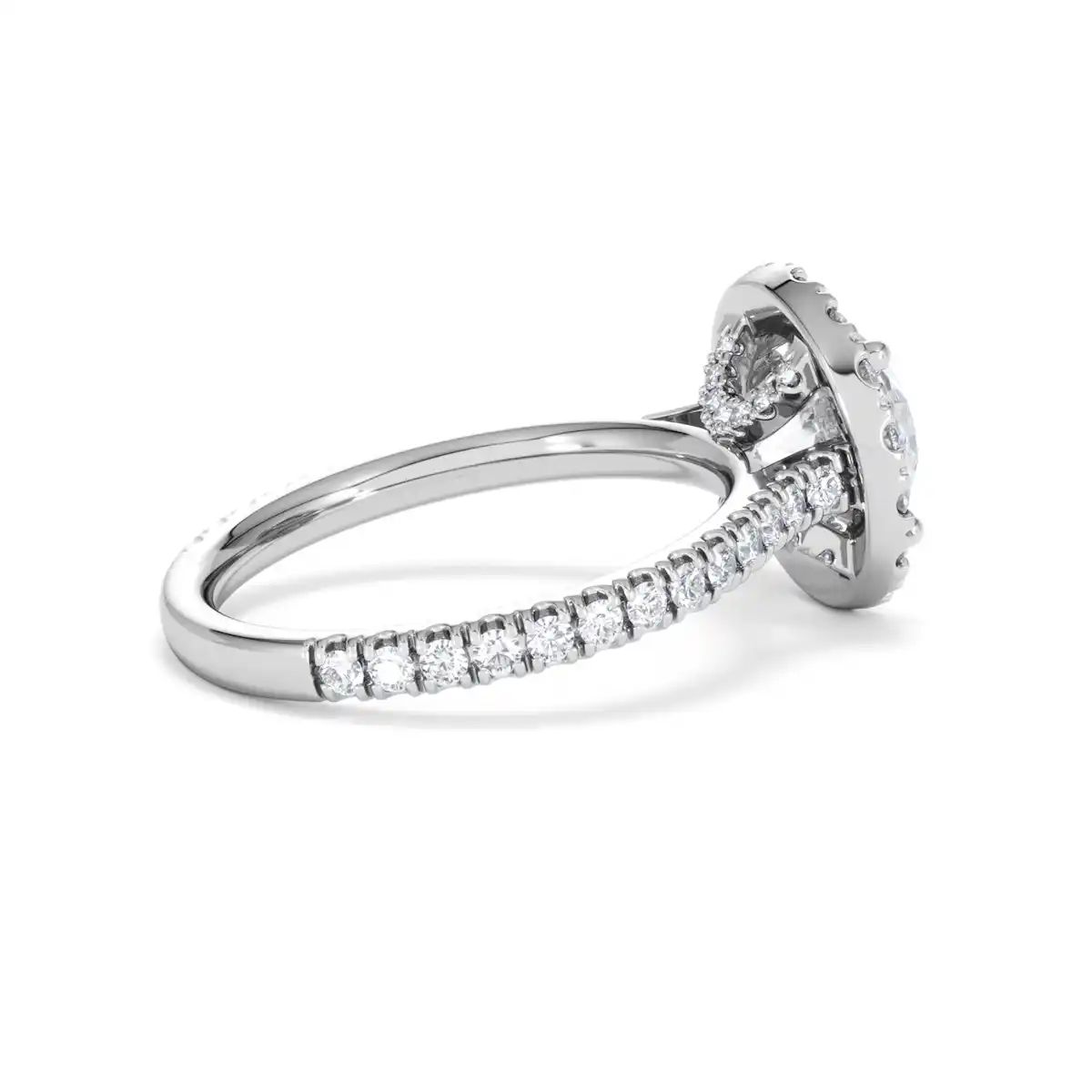 2.80ct Reina Lab Diamond Halo Engagement Ring in 18K White Gold F/VS1