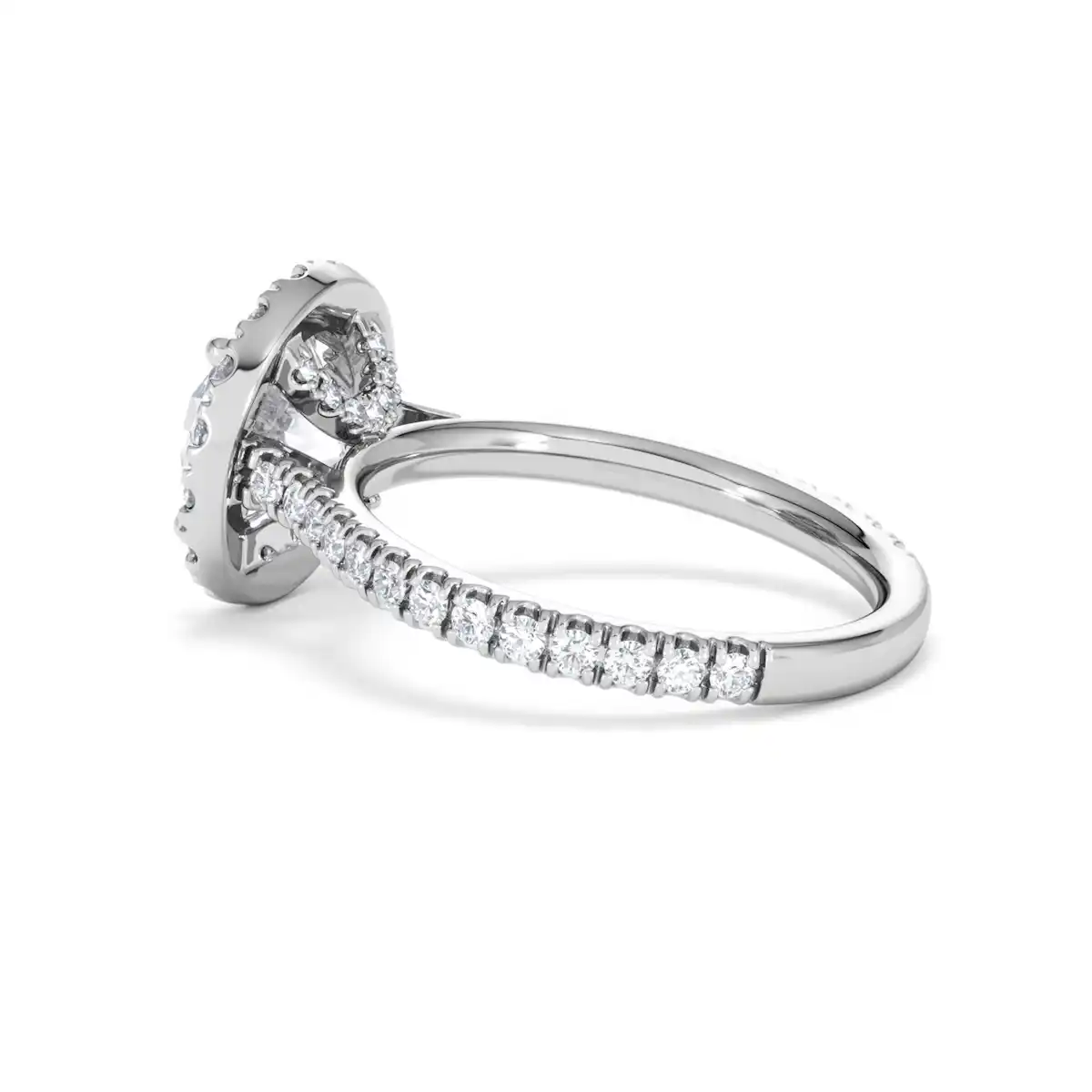 2.80ct Reina Lab Diamond Halo Engagement Ring in 18K White Gold F/VS1