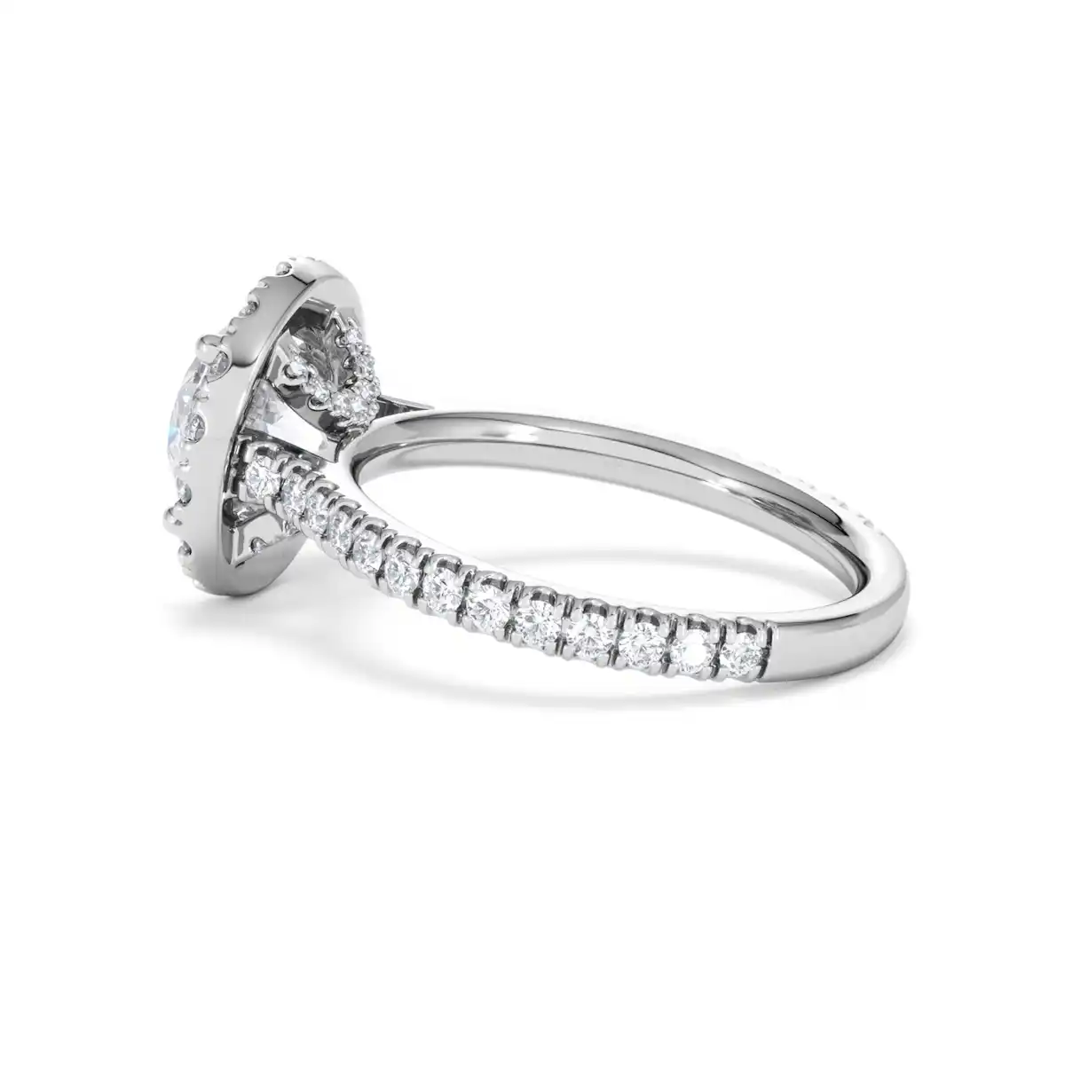 2.80ct Reina Lab Diamond Halo Engagement Ring in 18K White Gold F/VS1