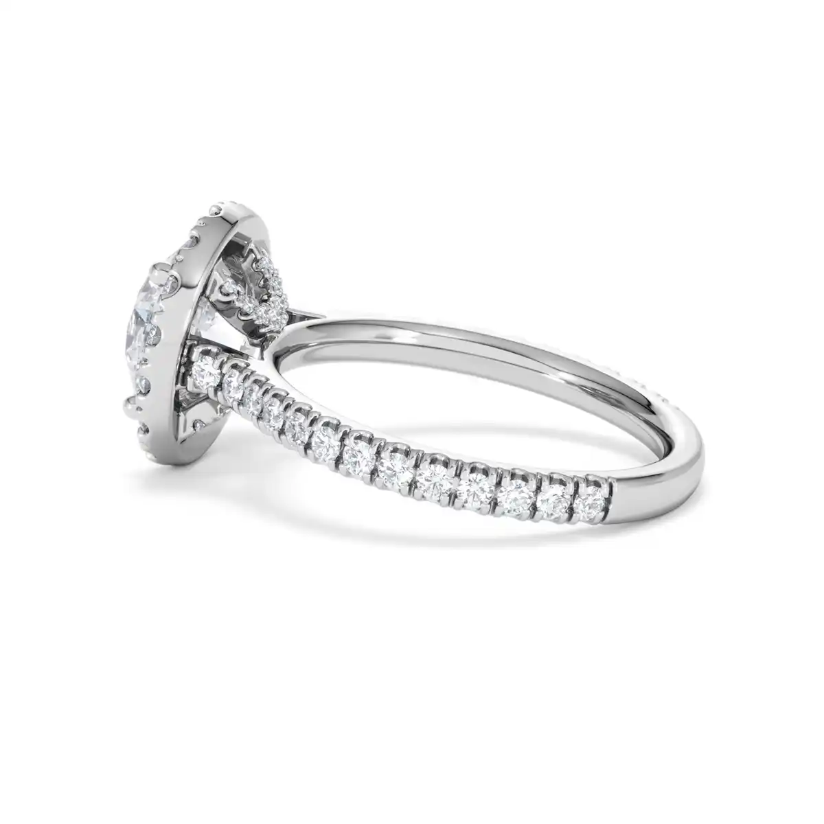 2.80ct Reina Lab Diamond Halo Engagement Ring in 18K White Gold F/VS1