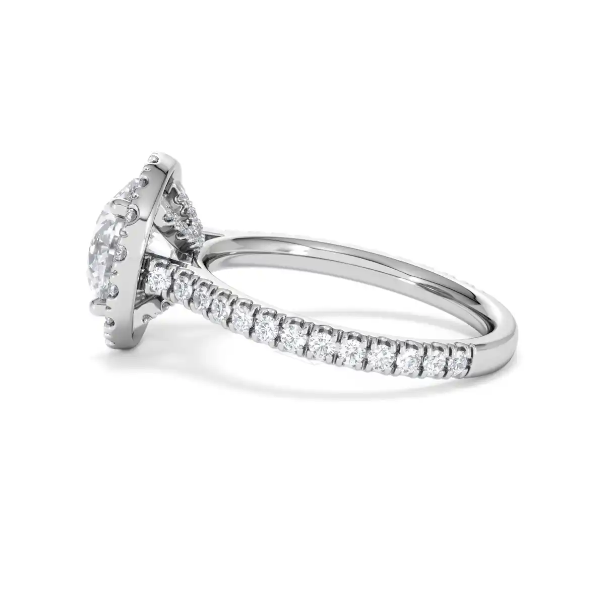 2.80ct Reina Lab Diamond Halo Engagement Ring in 18K White Gold F/VS1