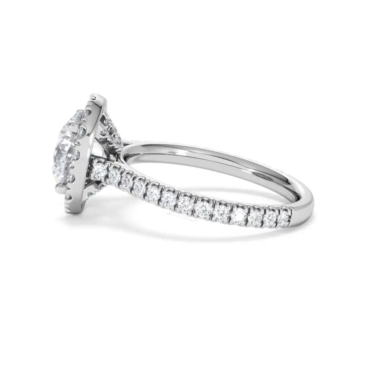 2.80ct Reina Lab Diamond Halo Engagement Ring in 18K White Gold F/VS1
