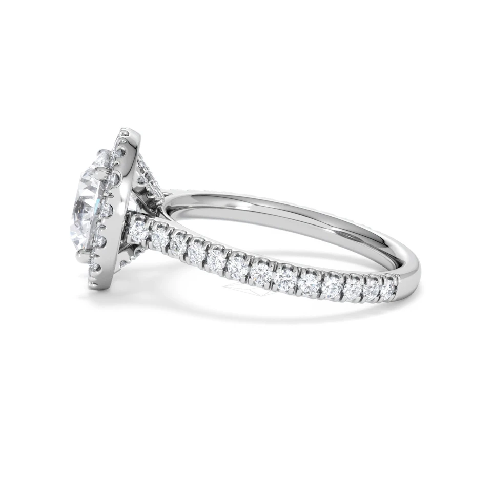 2.80ct Reina Lab Diamond Halo Engagement Ring in Platinum F/VS1