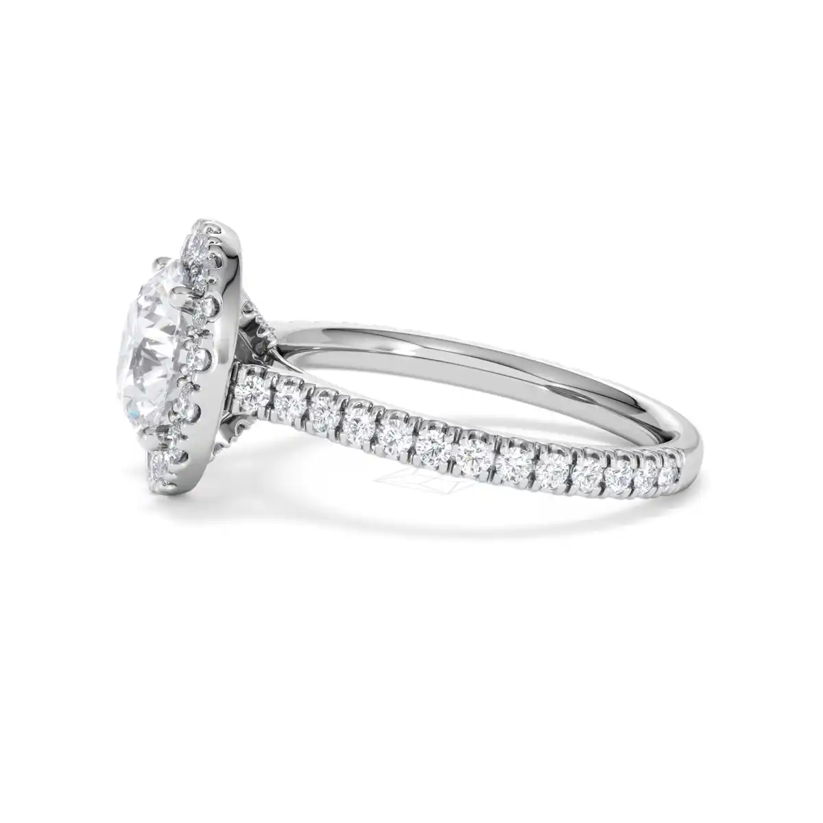 2.80ct Reina Lab Diamond Halo Engagement Ring in 18K White Gold F/VS1