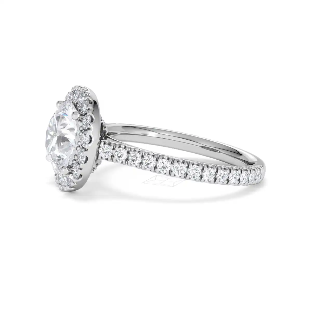 2.80ct Reina Lab Diamond Halo Engagement Ring in 18K White Gold F/VS1