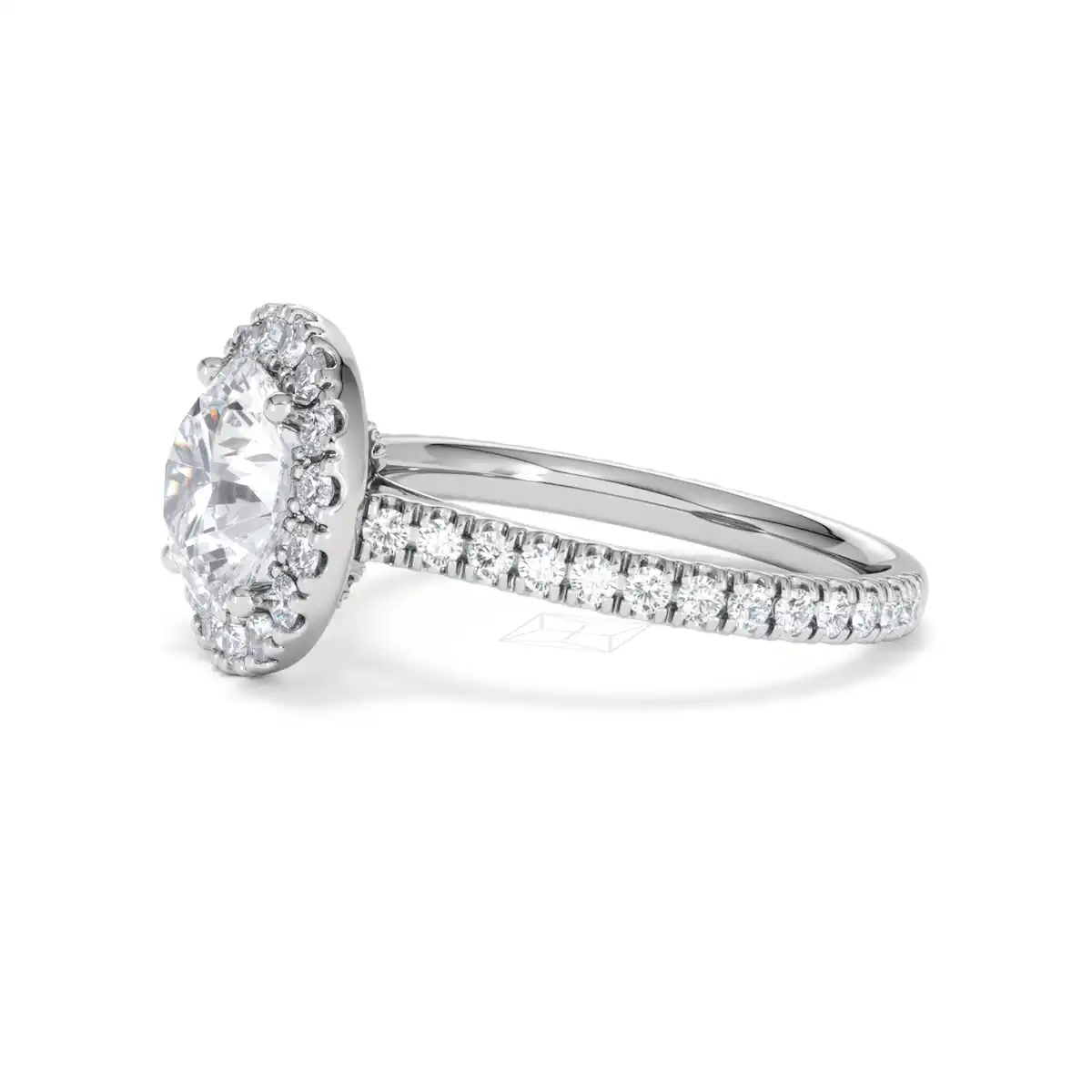 2.80ct Reina Lab Diamond Halo Engagement Ring in 18K White Gold F/VS1