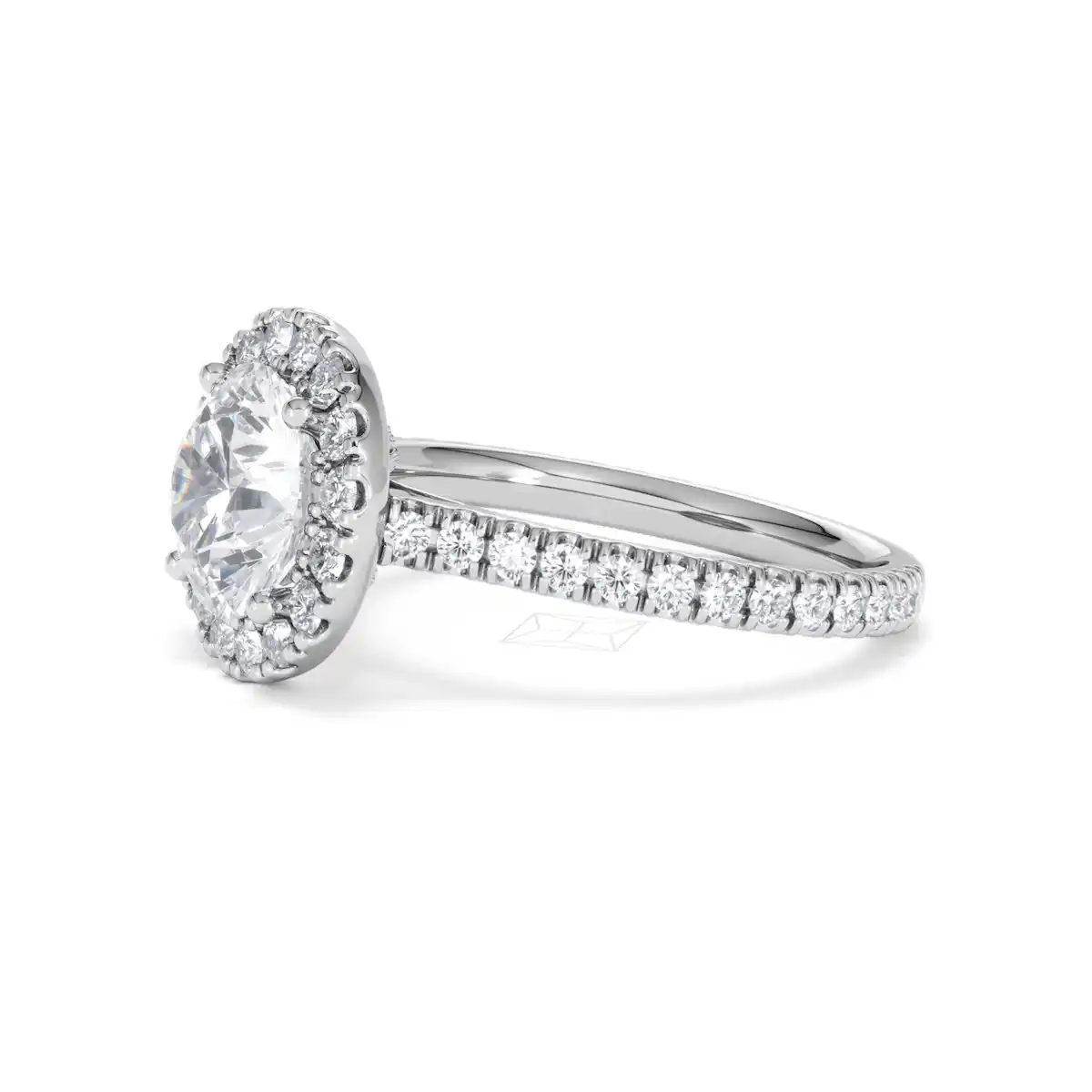 2.80ct Reina Lab Diamond Halo Engagement Ring in 18K White Gold F/VS1