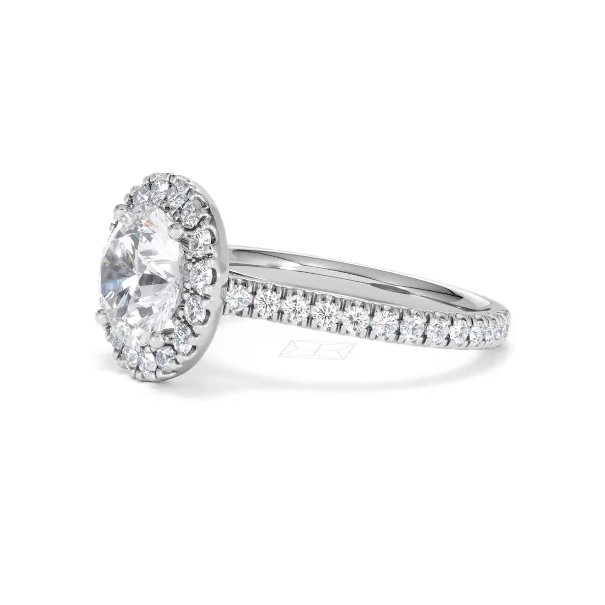 2.80ct Reina Lab Diamond Halo Engagement Ring in 18K White Gold F/VS1