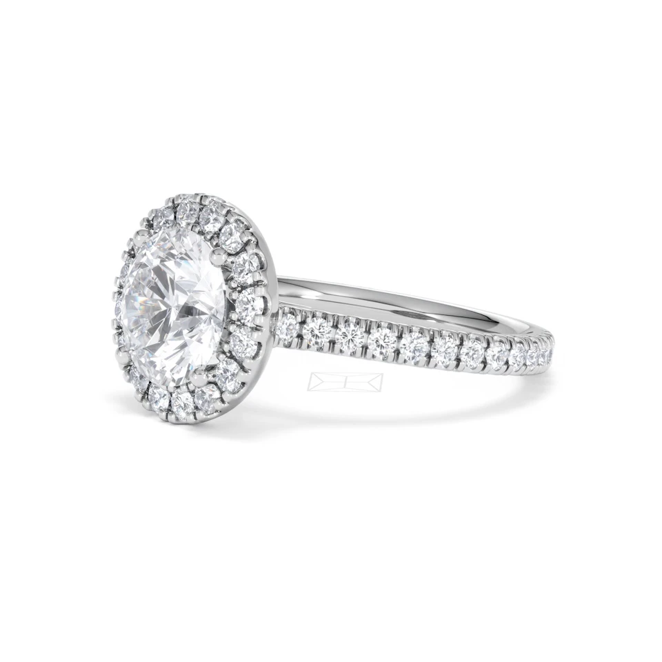 2.80ct Reina Lab Diamond Halo Engagement Ring in Platinum F/VS1