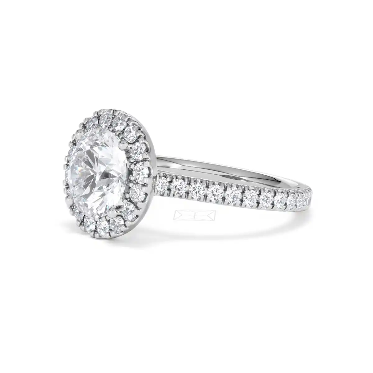 2.80ct Reina Lab Diamond Halo Engagement Ring in 18K White Gold F/VS1