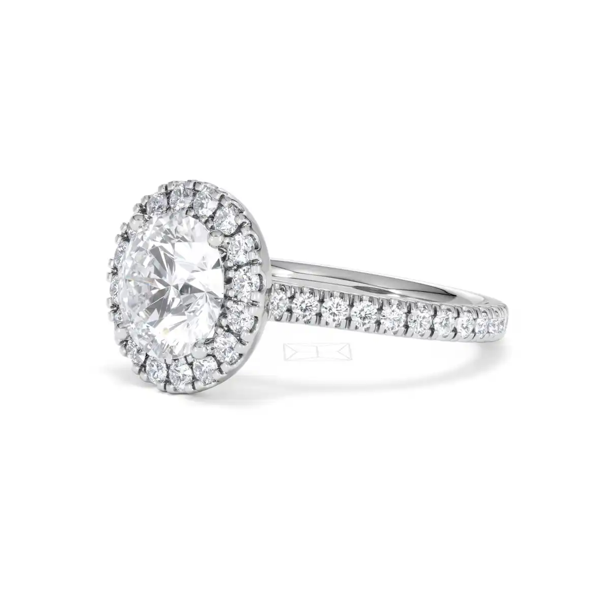 2.80ct Reina Lab Diamond Halo Engagement Ring in 18K White Gold F/VS1