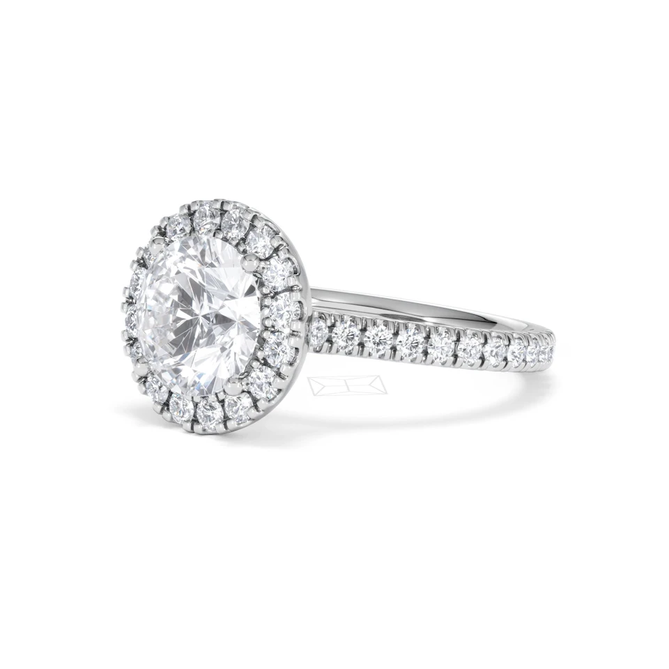 2.80ct Reina Lab Diamond Halo Engagement Ring in 18K White Gold F/VS1