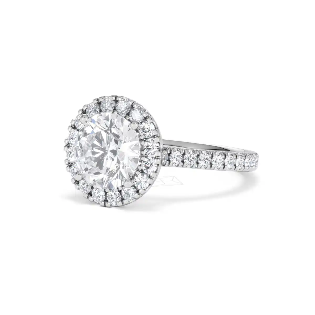 2.80ct Reina Lab Diamond Halo Engagement Ring in 18K White Gold F/VS1