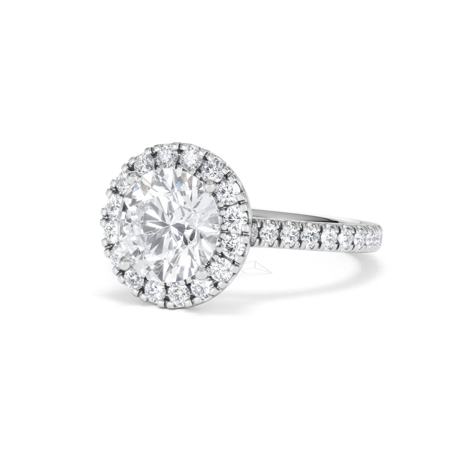 2.80ct Reina Lab Diamond Halo Engagement Ring in 18K White Gold F/VS1