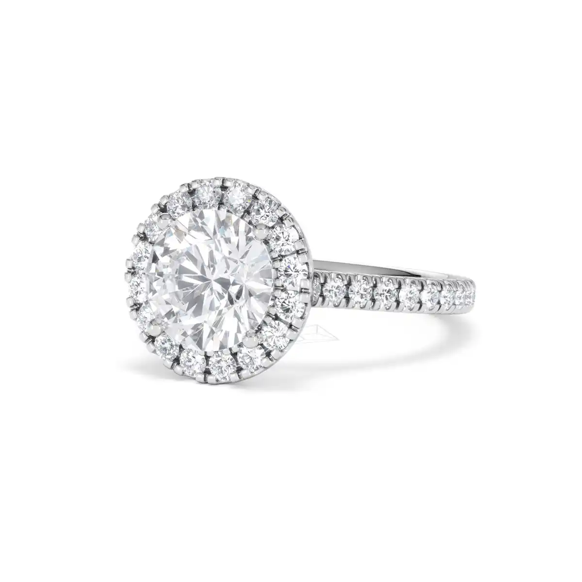 2.80ct Reina Lab Diamond Halo Engagement Ring in 18K White Gold F/VS1