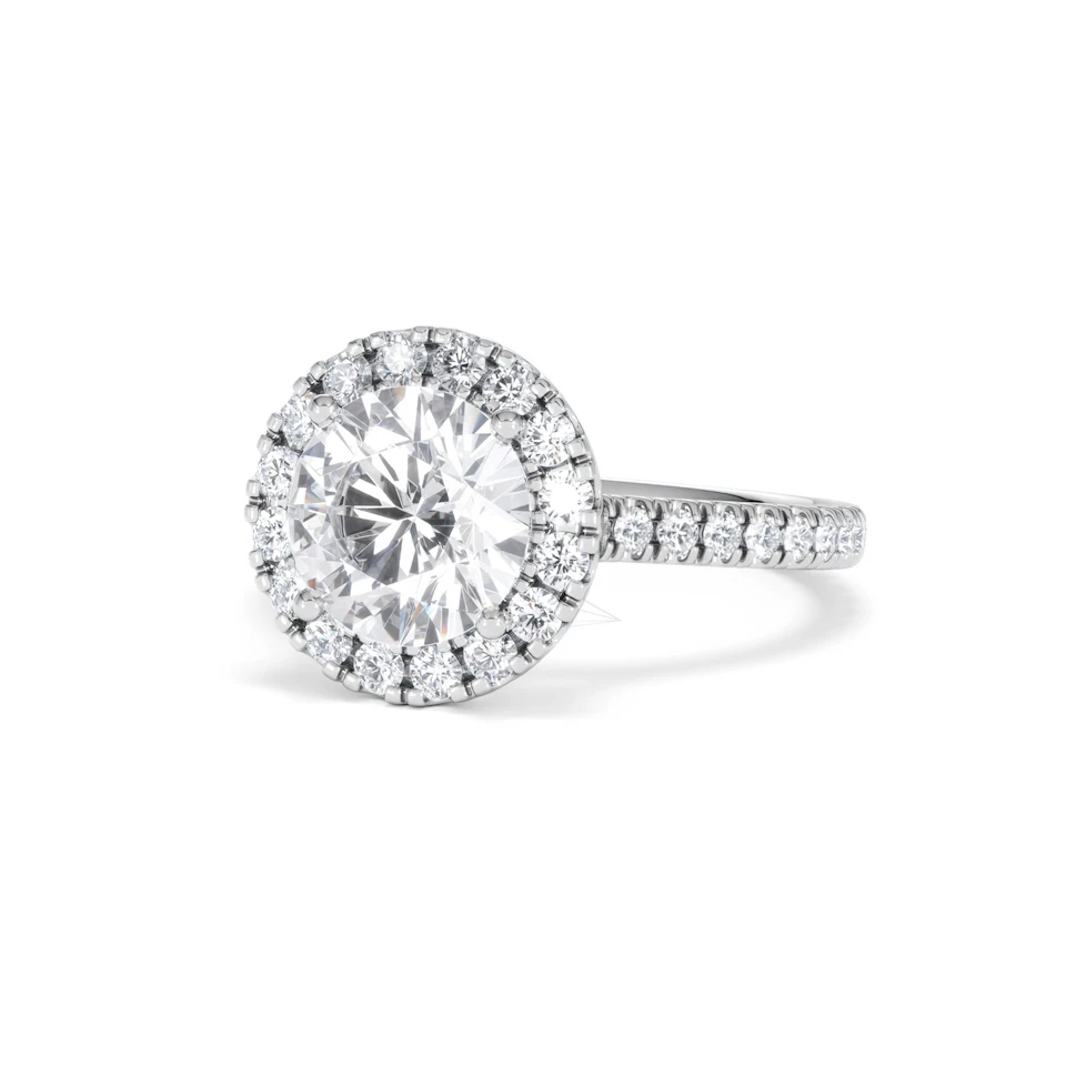 2.80ct Reina Lab Diamond Halo Engagement Ring in Platinum F/VS1