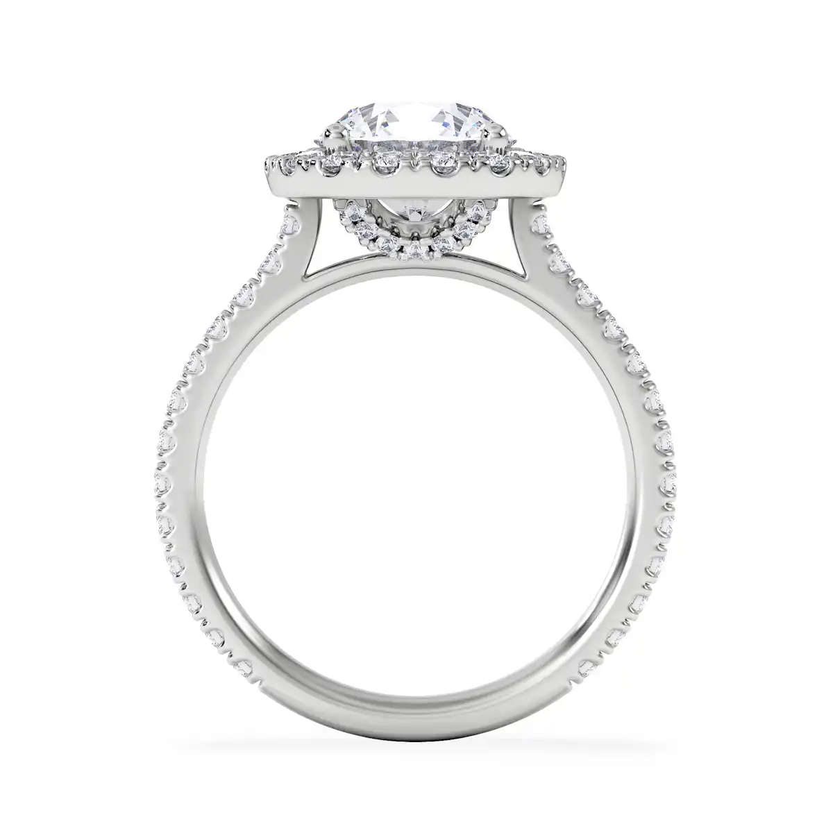 2.80ct Reina Lab Diamond Halo Engagement Ring in 18K White Gold F/VS1