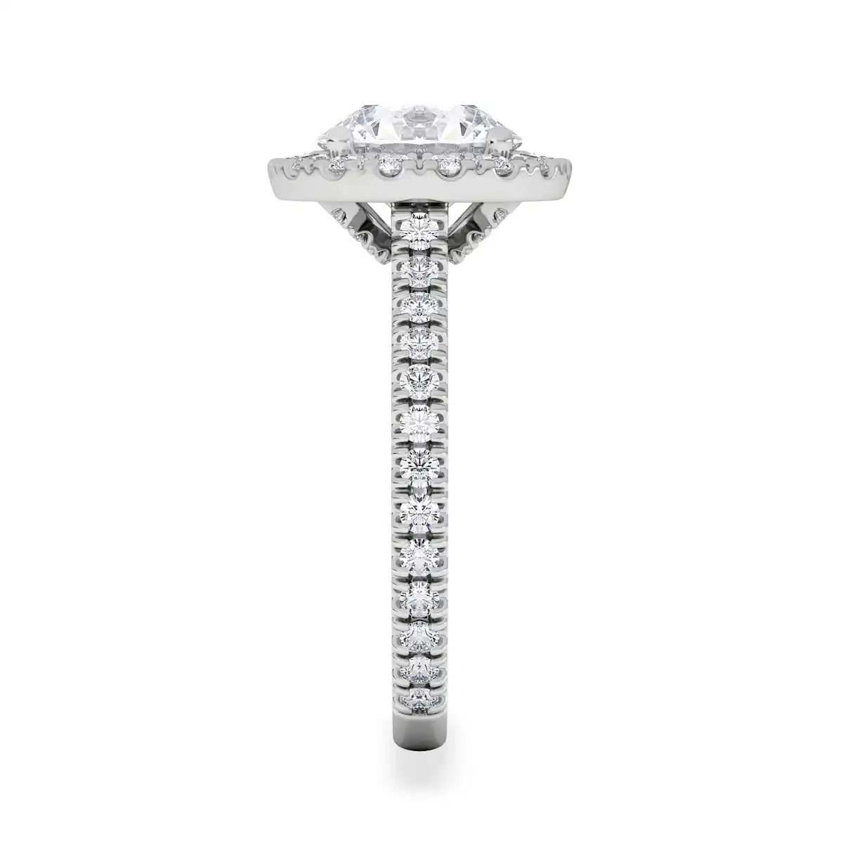 2.80ct Reina Lab Diamond Halo Engagement Ring in 18K White Gold F/VS1