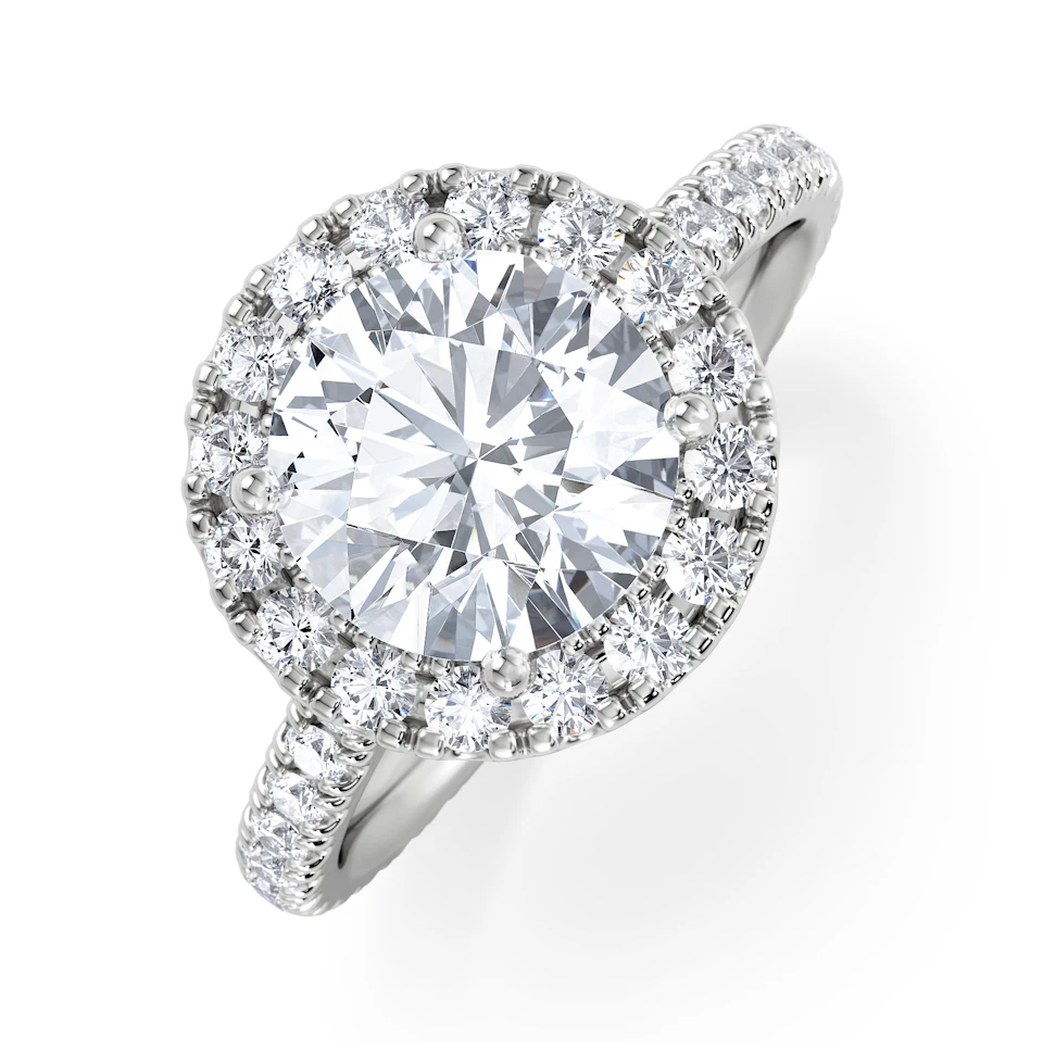 2.80ct Reina Lab Diamond Halo Engagement Ring in 18K White Gold F/VS1