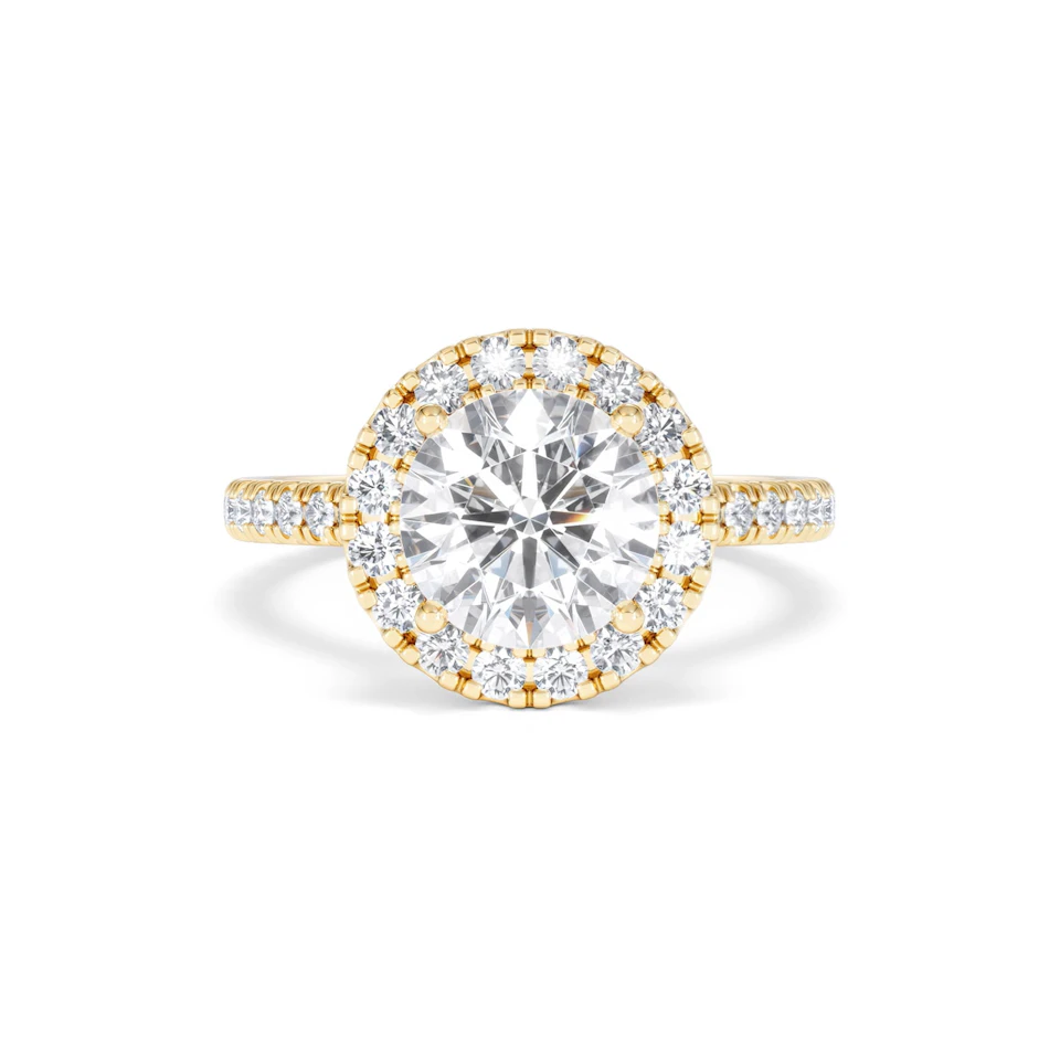 2.80ct Reina Lab Diamond Halo Engagement Ring in 18K Gold F/VS1
