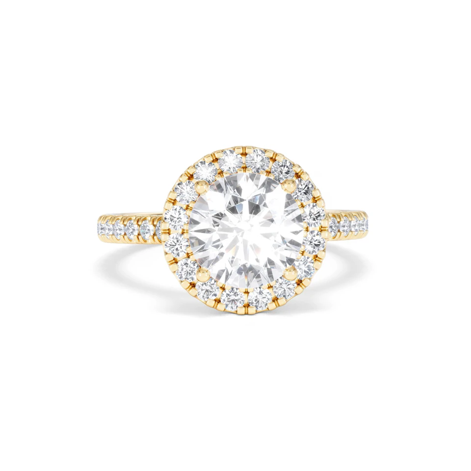 2.80ct Reina Lab Diamond Halo Engagement Ring in 18K Gold F/VS1