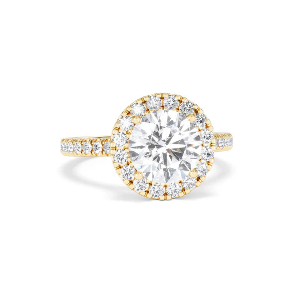 2.80ct Reina Lab Diamond Halo Engagement Ring in 18K Gold F/VS1