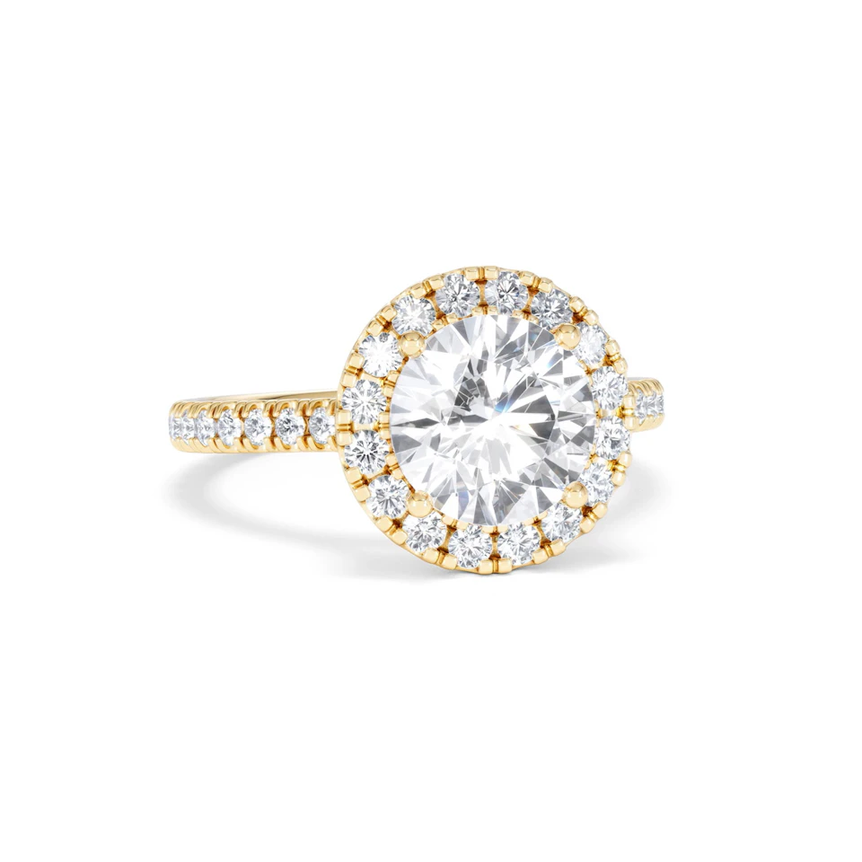 2.80ct Reina Lab Diamond Halo Engagement Ring in 18K Gold F/VS1