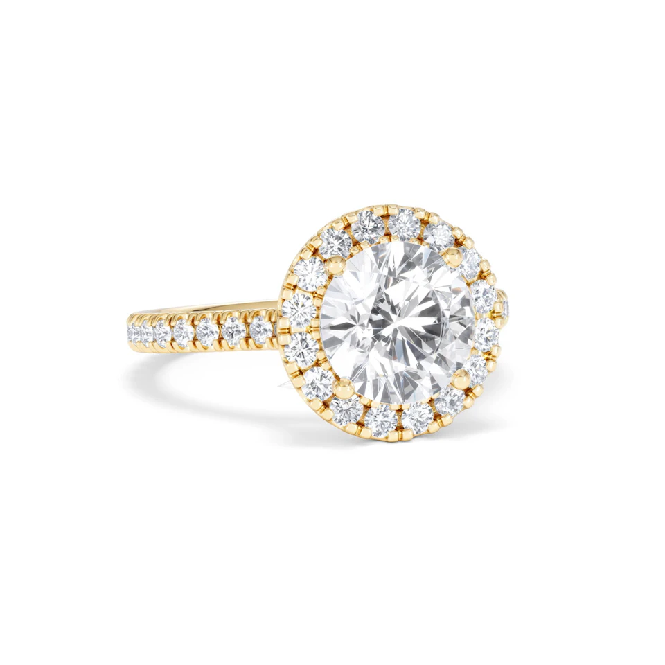 2.80ct Reina Lab Diamond Halo Engagement Ring in 18K Gold F/VS1