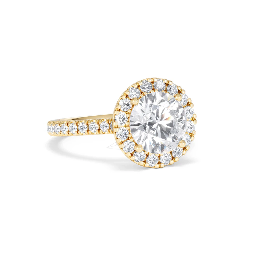 2.80ct Reina Lab Diamond Halo Engagement Ring in 18K Gold F/VS1