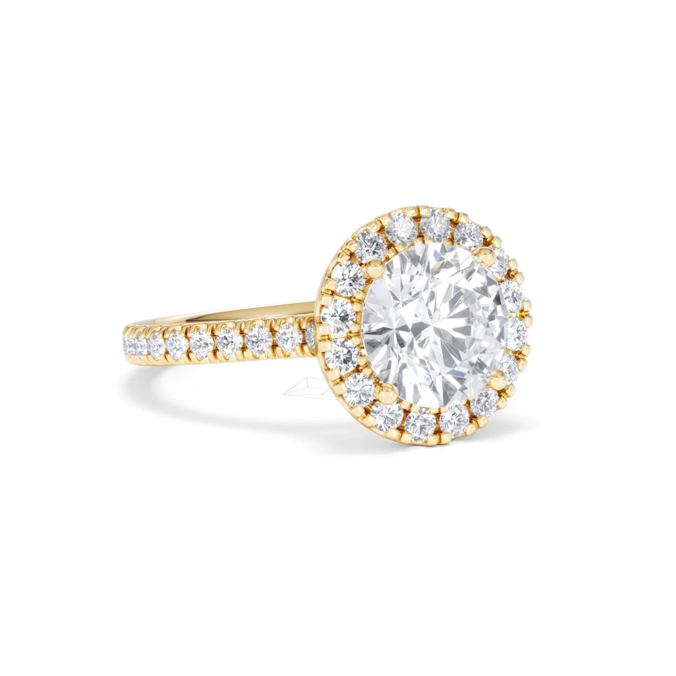 2.80ct Reina Lab Diamond Halo Engagement Ring in 18K Gold F/VS1
