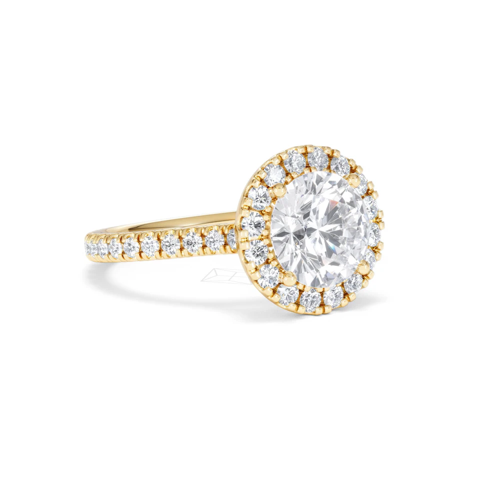 2.80ct Reina Lab Diamond Halo Engagement Ring in 18K Gold F/VS1
