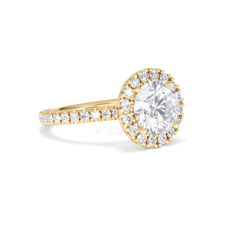2.80ct Reina Lab Diamond Halo Engagement Ring in 18K Gold F/VS1